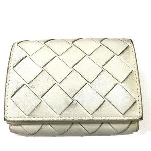 AUTH BOTTEGA VENETA Intrecciato Compact wallet Tiny Trifold wallet Leather